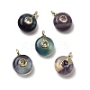 Natural Fluorite Flat Round Pendants X-G-H318-01G-A-02-1