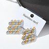304 Stainless Steel Two Tone Stud Earrings for Women STAS-Z117-03GP-1