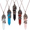 DIY 5Pcs Gemstone Pointed Pendant Making Kits DIY-NB0005-08-1