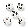 Printed Wood European Beads WOOD-G022-09K-1