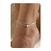 201 Stainless Steel Heart with Initial Charm Double Layer Anklets for Women FS-WG0EC0A-08-1