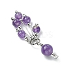 Natural Amethyst Round Tassel Big Pendants PALLOY-JF03281-05-4
