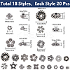360Pcs 18 Styles Tibetan Style Beads UNKW-SC0013-08-2