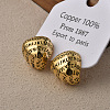 Letter Teardrop Brass Stud Earrings for Women LS-EJEW-G391-02G-1