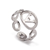 Non-Tarnish 304 Stainless Steel Initial Letter A Open Cuff Rings for Women RJEW-G285-56P-1