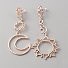 Alloy Star & Moon Asymmetrical Earrings EJEW-WH0018-21-1