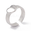 Non-Tarnish 304 Stainless Steel Heart Open Cuff Ring for Women RJEW-G275-06P-1
