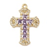Brass Micro Pave Cubic Zirconia Pendants KK-P342-15G-2