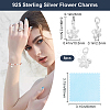 5Pcs 925 Sterling Silver Flower Charms with Jump Rings with 1Pc Double Sided Suede Fabric Silver Polishing Cloth FIND-BBC0015-93-2
