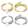 4Pcs 2 Colors Brass Micro Pave Cubic Zirconia Adjustable Cuff Open Rings RJEW-HY0001-26-1