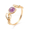 Natural Amethyst Braided Finger Ring RJEW-TA00042-02-4
