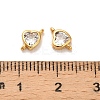 Brass Pave Clear Cubic Zirconia Heart Links Connector Charms KK-H515-01B-G-3