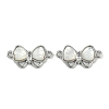 Brass Clear Cubic Zirconia Pave Natural Shell Bowknot Connector Charms KK-P283-06P-1