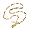 Ocean 304 Stainless Steel Lobster and Natural Pearl Bead Pendant Figaro Chain Necklaces for Women NJEW-JN06326-2