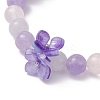 Natural Aquamarine & Rose Quartz & Amethyst Round Beaded Charm Bracelets BJEW-TA00615-01-4