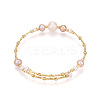 Brass Natural Fresh Water Pearl Beaded Bracelets for Women BJEW-T022-10G-3