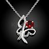 Silver Plated Brass Cubic Zirconia Butterfly Pendant Necklaces NJEW-BB06060-A-2