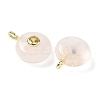 Natural Rose Quartz Flat Round Pendants G-H318-01G-09-2