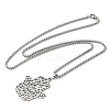 201 Stainless Steel Hollow Cut Hamsa Hand Pendant Necklaces NJEW-H065-07P-2