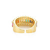 Brass Micro Pave Cubic Zirconia Cuff Rings for Women RJEW-T016-39G-01-2