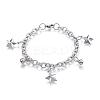 Tarnish Resistant 304 Stainless Steel Charm Bracelets BJEW-G544-28P-1