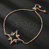 Star Brass Micro Pave Cubic Zirconia Slider Bracelets KK-R217-51G-1