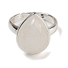 Natural Quartz Crystal Teardrop Adjustable Rings RJEW-K371-08S-17-3