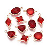 Brass with Glass Links/Connector Charms GLAA-T027-12-1