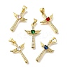 Brass Micro Pave Cubic Zirconia Pendants KK-Q066-40G-1