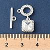 Brass Pave Clear Cubic Zirconia Toggle Clasps KK-A253-08S-3