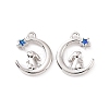 Moon with Rabbit Brass Enamel Pendants KK-G435-08P-1