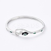 Cubic Zirconia Snake Hinged Bangle with Enamel BJEW-G673-03P-1