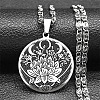 201 Stainless Steel Lunar Lotus Talisman Pendant Necklaces NJEW-S007-21P-1
