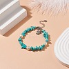 Synthetic Turquoise(Dyed) Chips & Imitation Pearl Beaded Bracelet with Alloy Turtle Charm BJEW-TA00145-2