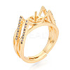 Cat Head Shape Brass Micro Pave Clear Cubic Zirconia Cup Peg Ring Settings KK-T076-13G-1