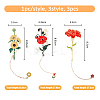 SUPERFINDINGS 3Pcs 3 Styles Flower Enamel Bookmark AJEW-FH0004-52-2