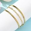 304 Stainless Steel Herringbone & Cable & Half Round Link Chain Bracelets BJEW-U019-04G-03-3