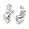 Heart Rack Plating Brass Micro Pave Cubic Zirconia Stud Earrings for Women EJEW-O001-09P-2