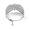 Rack Plating Brass Vintage Court Hollowed-out Flower Design Cuff Bangles for Women BJEW-D032-07P-3
