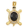 Tortoise Rack Plating Brass Micro Pave Cubic Zirconia Charms KK-G513-78A-03G-1
