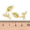 Rack Plating Brass Micro Pave Clear Cubic Zirconia Flower Connertor Charms KK-Z043-03J-3