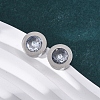 Flat Round 304 Stainless Steel Cubic Zirconia Pendant Necklaces & Bracelets & Stud Earrings Sets for Women SJEW-C004-19P-4
