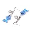 Fish with Shell Shape 304 Stainless Steel Glass Beads Dangle Earrings EJEW-MZ00436-04-4
