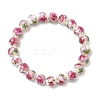 Handmade Flower Printed Porcelain Ceramic Beaded Stretch Bracelets BJEW-JB11910-01-2