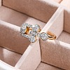 Brass Micro Pave Clear Cubic Zirconia Cuff Finger Rings for Women RJEW-C116-07G-1