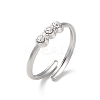 304 Stainless Steel Rhinestone Cuff Rings RJEW-M171-17P-1
