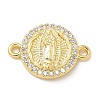 Rack Plating Brass Micro Pave Clear Cubic Zirconia Religion Virgin Mary Connector Charms KK-L224-094G-05-1