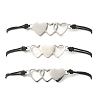 Friendship Theme Stainless Steel Interlocking Love Heart Link Bracelets Sets BJEW-JB09544-2