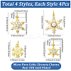 16Pcs 4 Styles Christmas Rack Plating Brass Pendants KK-SC0006-97-2