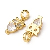 Brass Pave Clear Cubic Zirconia Owl European Dangle Charms KK-A265-09A-G-2